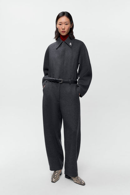 WOOL CURVED PANTS Anthracite