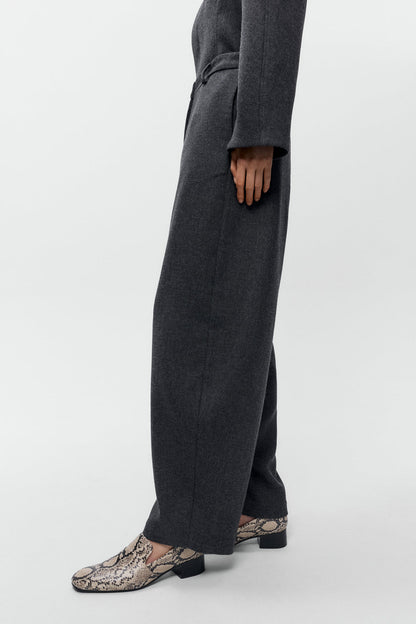 WOOL CURVED PANTS Anthracite