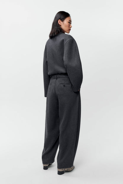 WOOL CURVED PANTS Anthracite