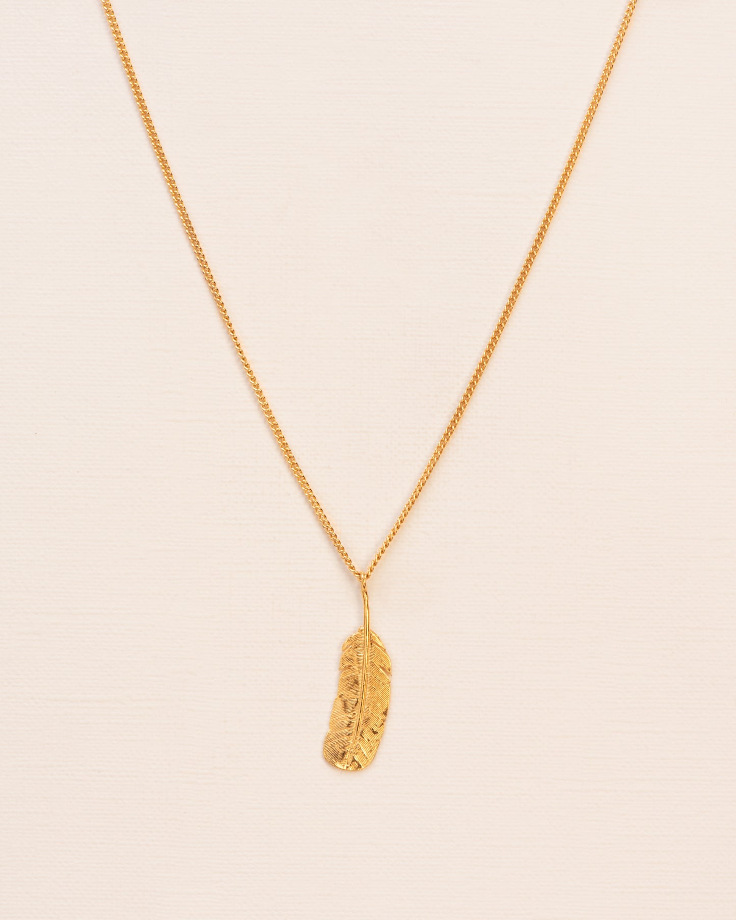 Necklace with feather pendant gold-plated silver