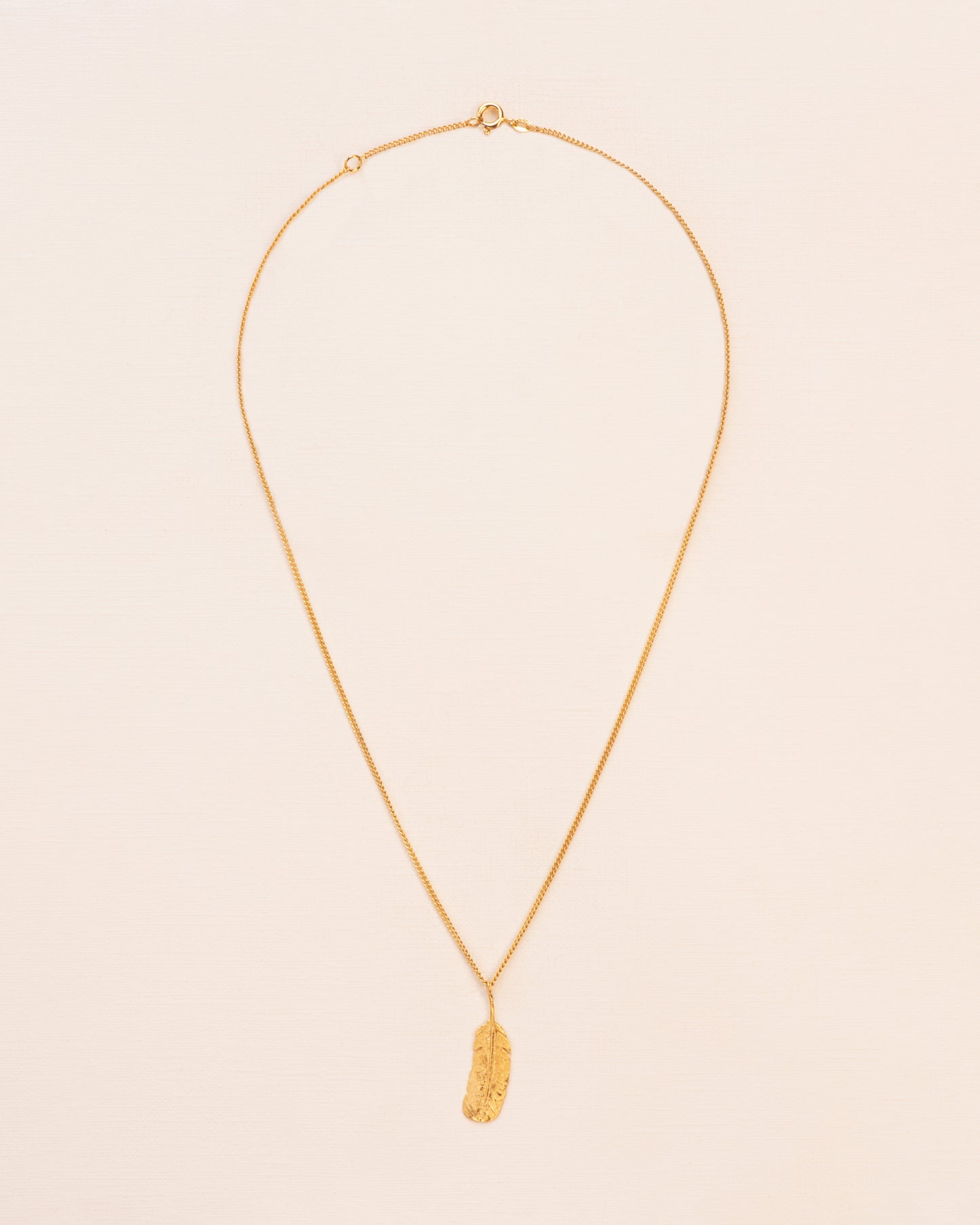 Necklace with feather pendant gold-plated silver