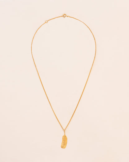 Necklace with feather pendant gold-plated silver