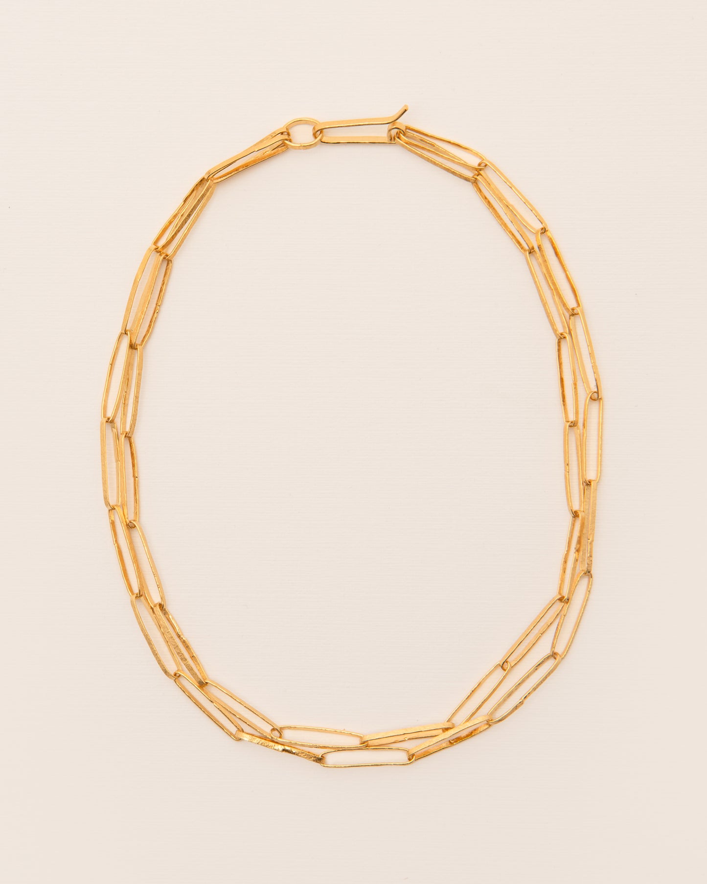 Hammered link chain necklace gold-plated silver