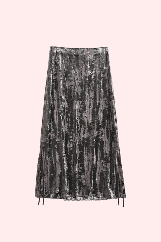skirt DRAWSTRING SKIRT SILVER DEVORÉ