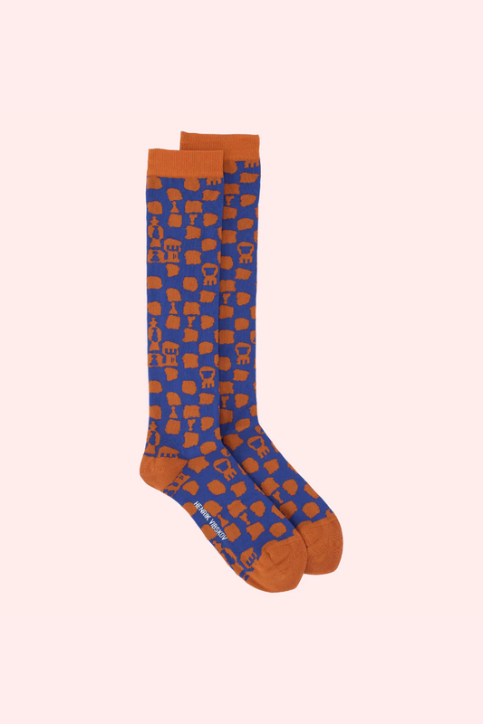 Chess Transparent Socks Femme blue rust gambit