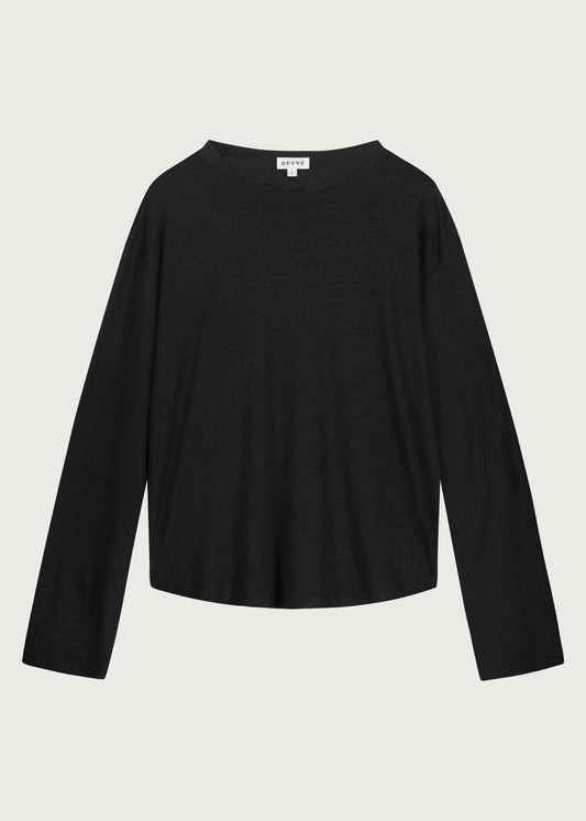 linen longsleeve The Reese essential black