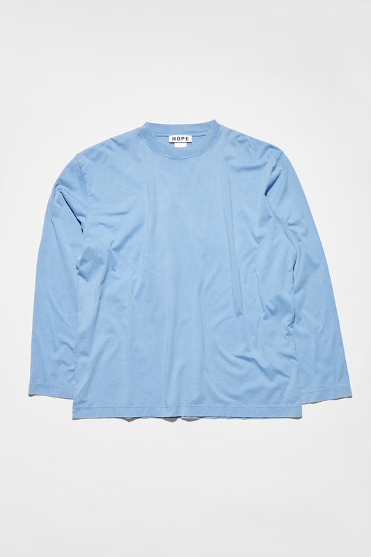 Flame clean longsleeve tee washed blue jersey