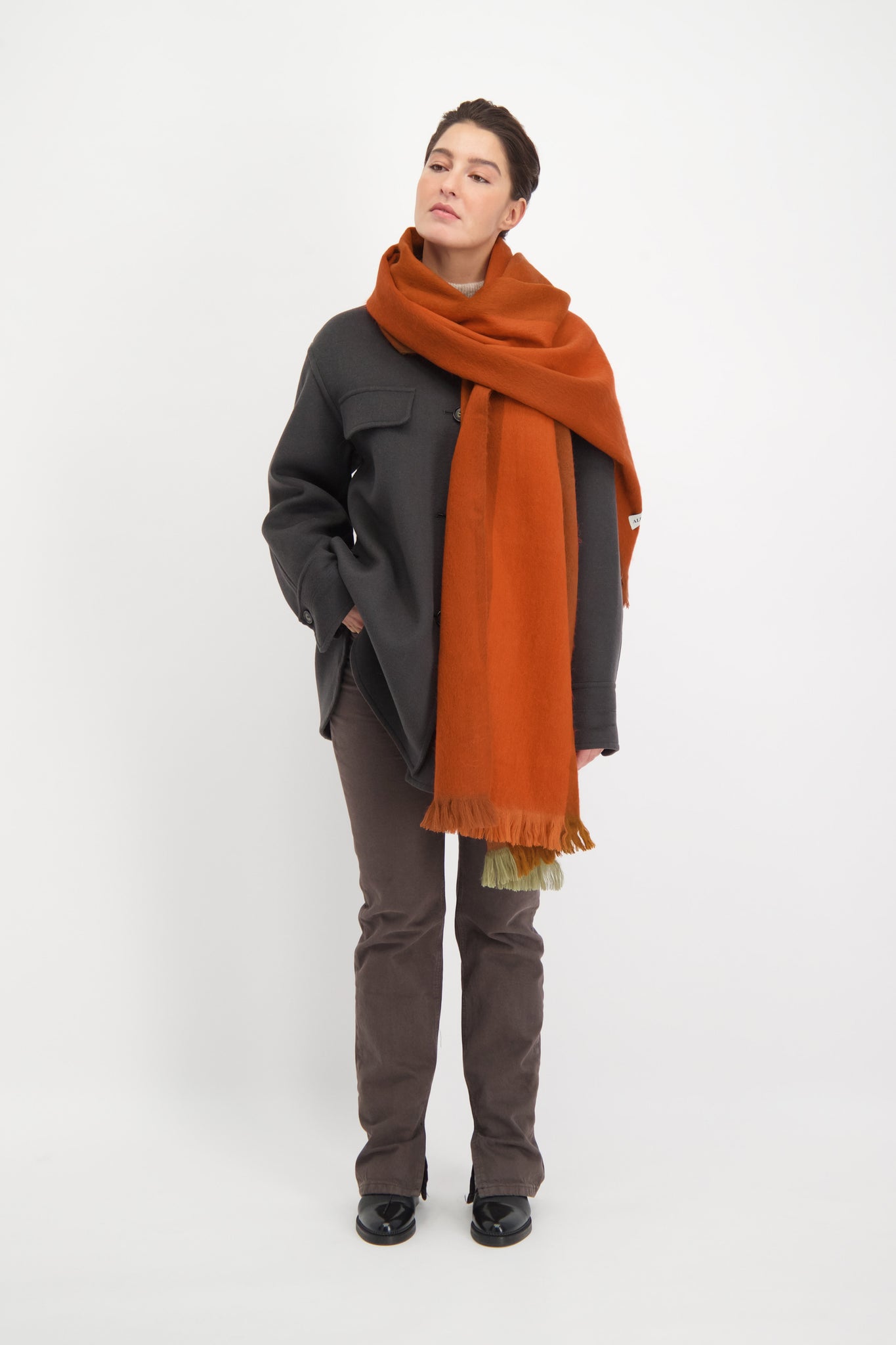 scarf Striped Cinnamon/ Terracotta/ Brown