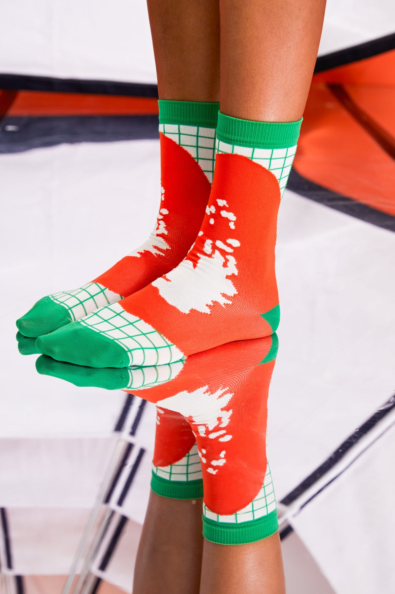 Henrik Vibskov Papaya Socks Green Cream Mandarin
